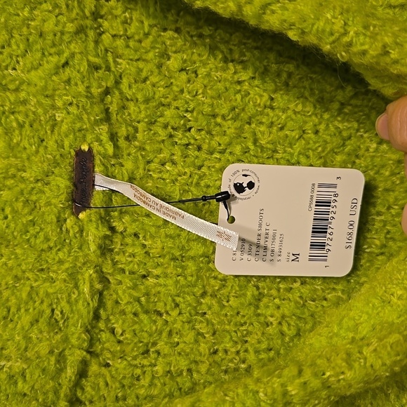 NWT FREE PEOPLE Teddy Tender Shoots Sweater Tunic In Lime Sz M Oversized - Picture 4 of 10